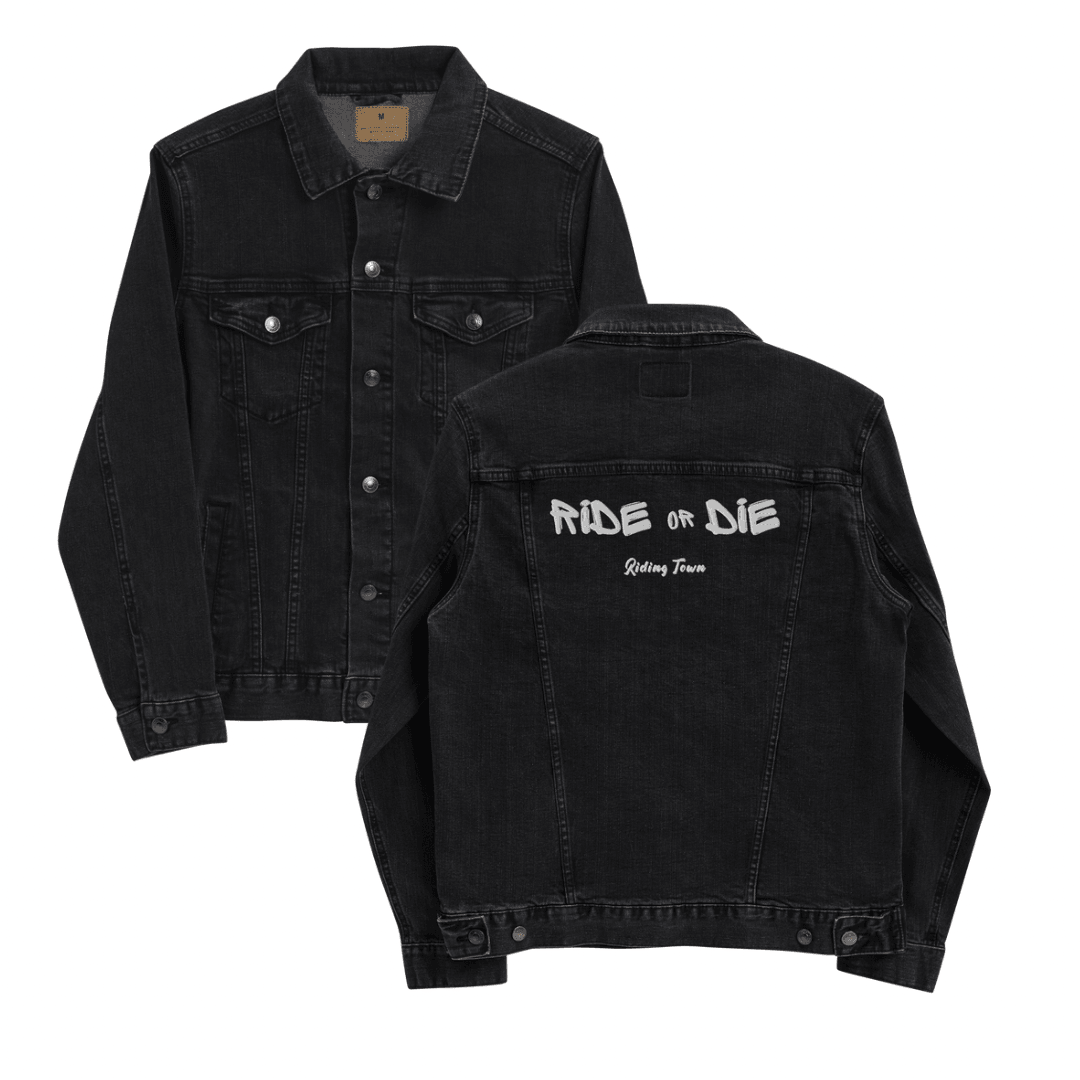 Veste en jean Unisexe - RIDE OR DIE - Noire/Bleue - Riding Town