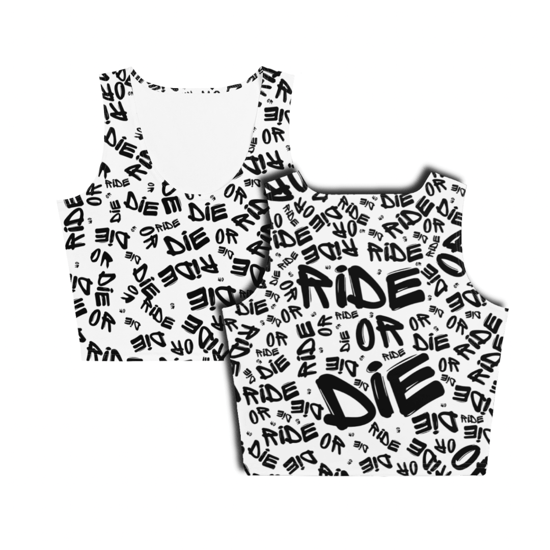 Crop-Top débardeur - RIDE OR DIE - Blanc - Riding Town