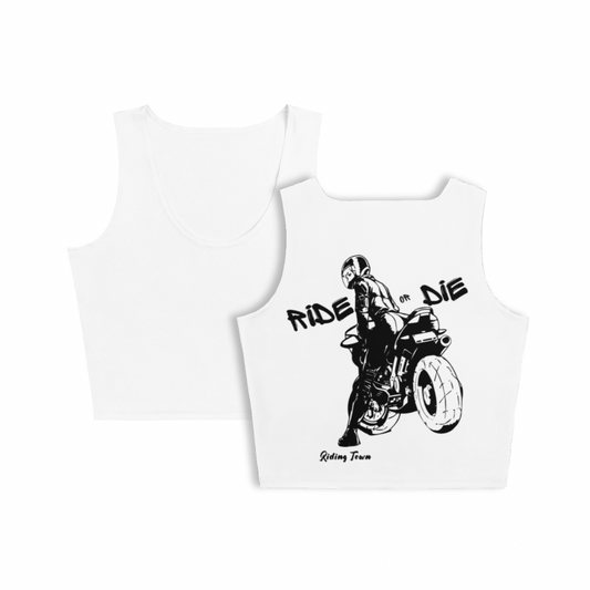 Crop - Top débardeur - BIKERGIRL - Blanc