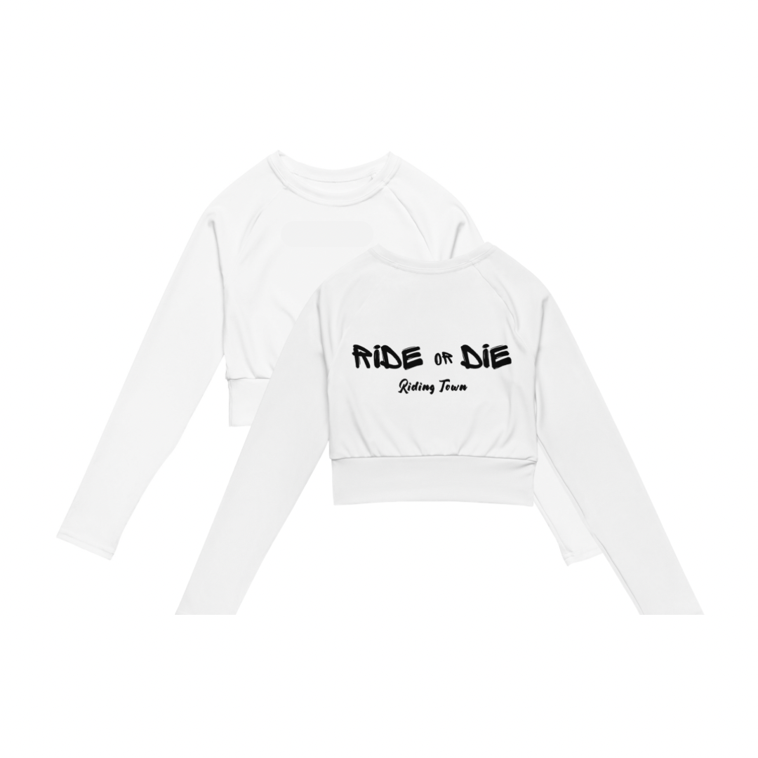 Crop - top Manche Longue - RIDE OR DIE - Blanc