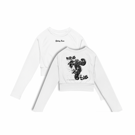 Crop - top Manche Longue - SUPERMOTGIRL - Blanc