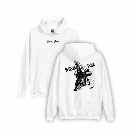 Hoodie Unisexe - BIKERGIRL -Blanc