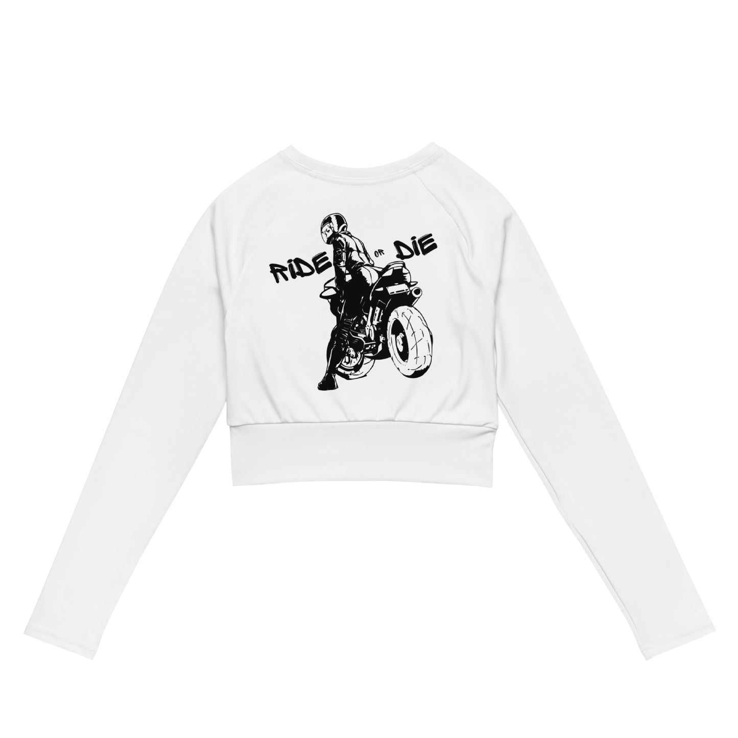 Crop - Top Manche Longue - BIKERGIRL - Blanc