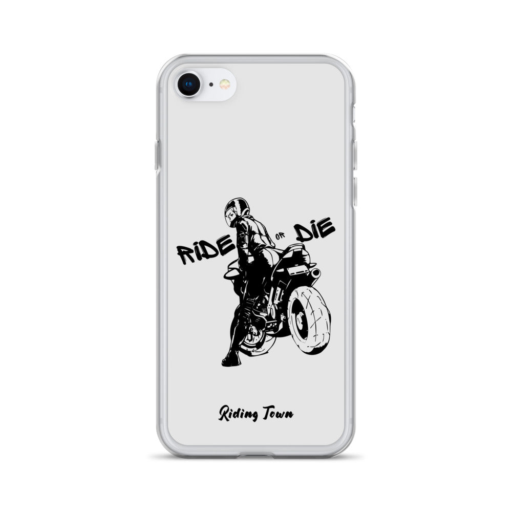 Coque iPhone® - BIKERGIRL- Blanche - Riding Town