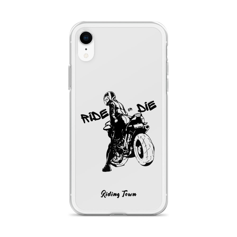 Coque iPhone® - BIKERGIRL- Blanche - Riding Town