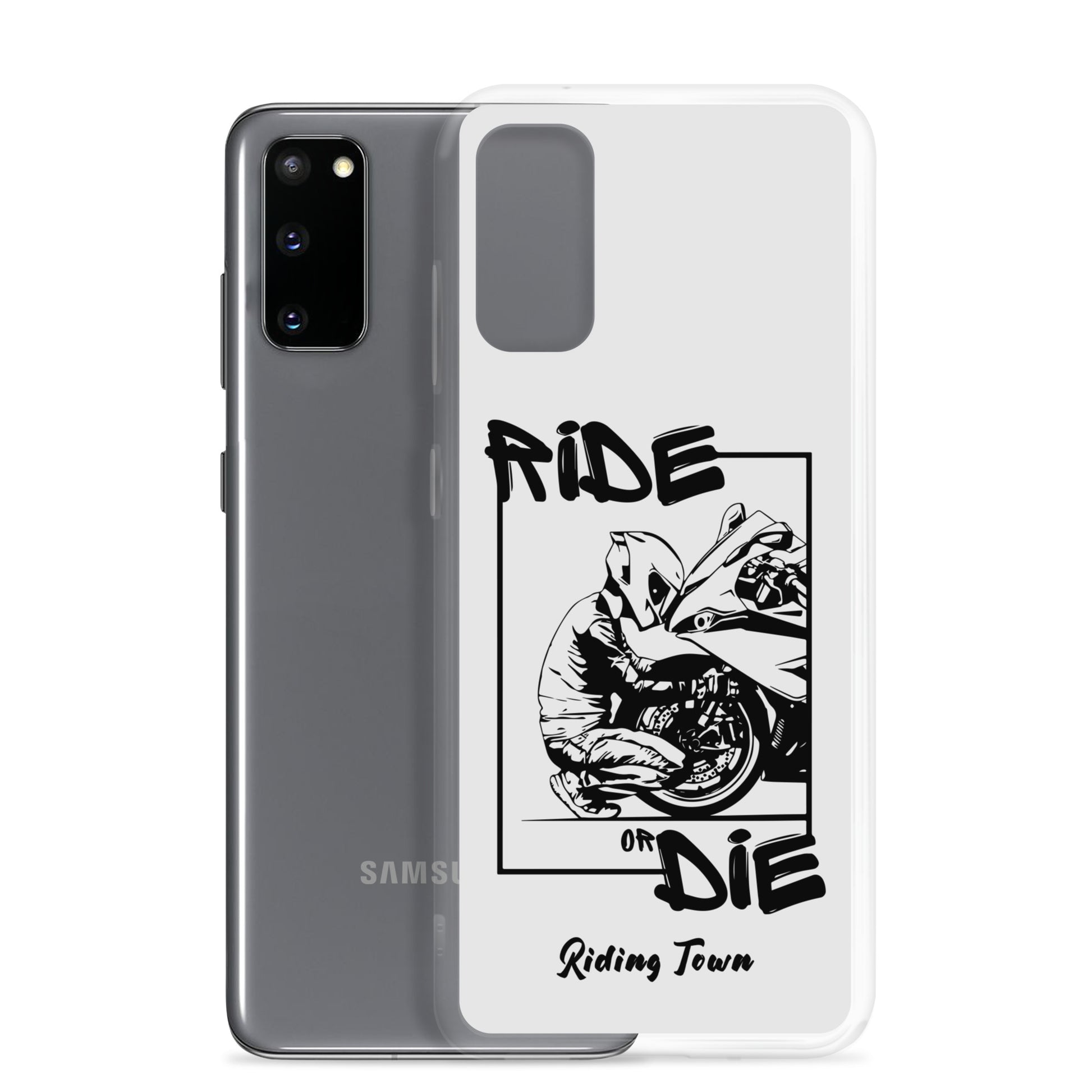 Coque Samsung® - BIKERBOY - Blanche - Riding Town