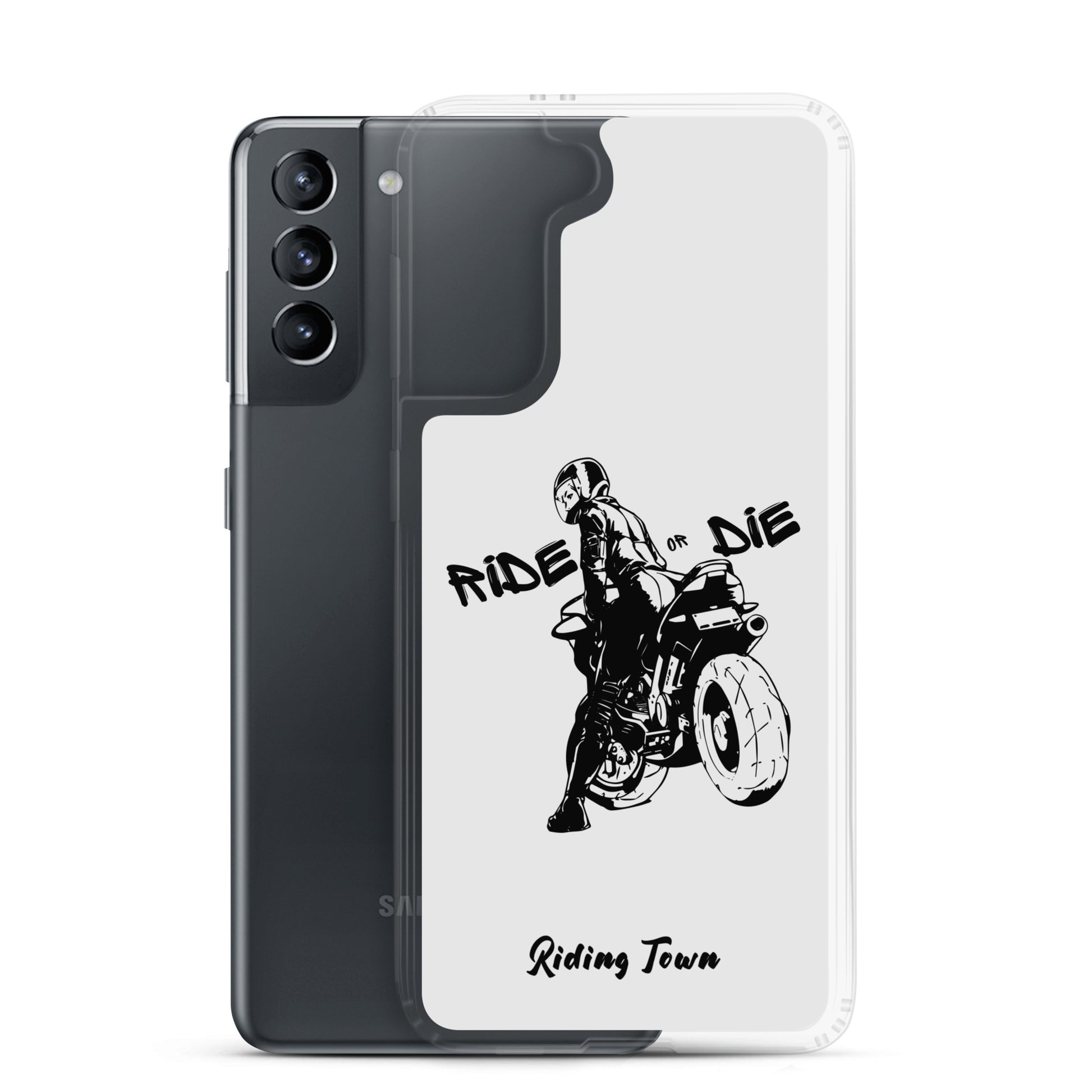 Coque Samsung® - BIKERGIRL - Blanche - Riding Town