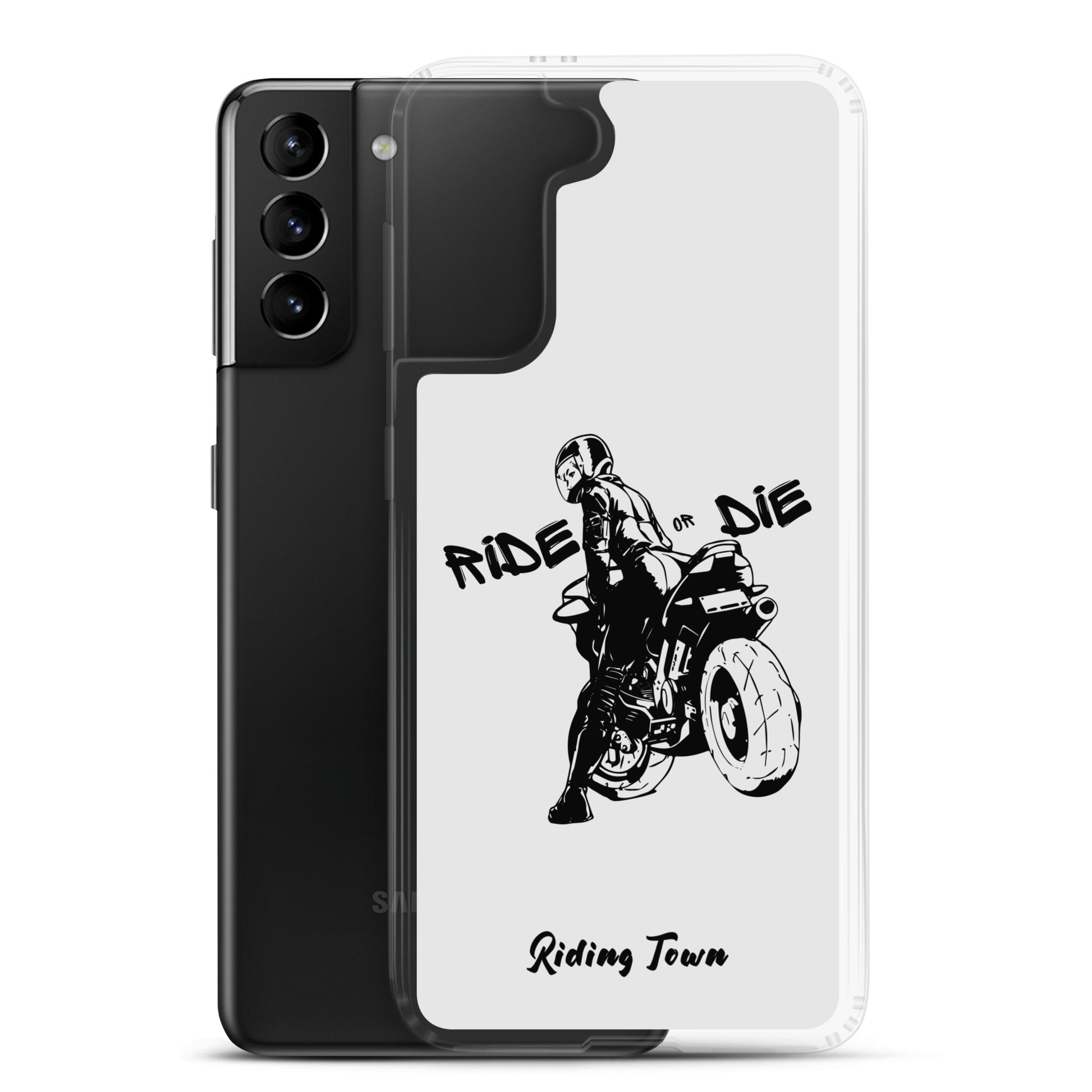 Coque Samsung® - BIKERGIRL - Blanche - Riding Town