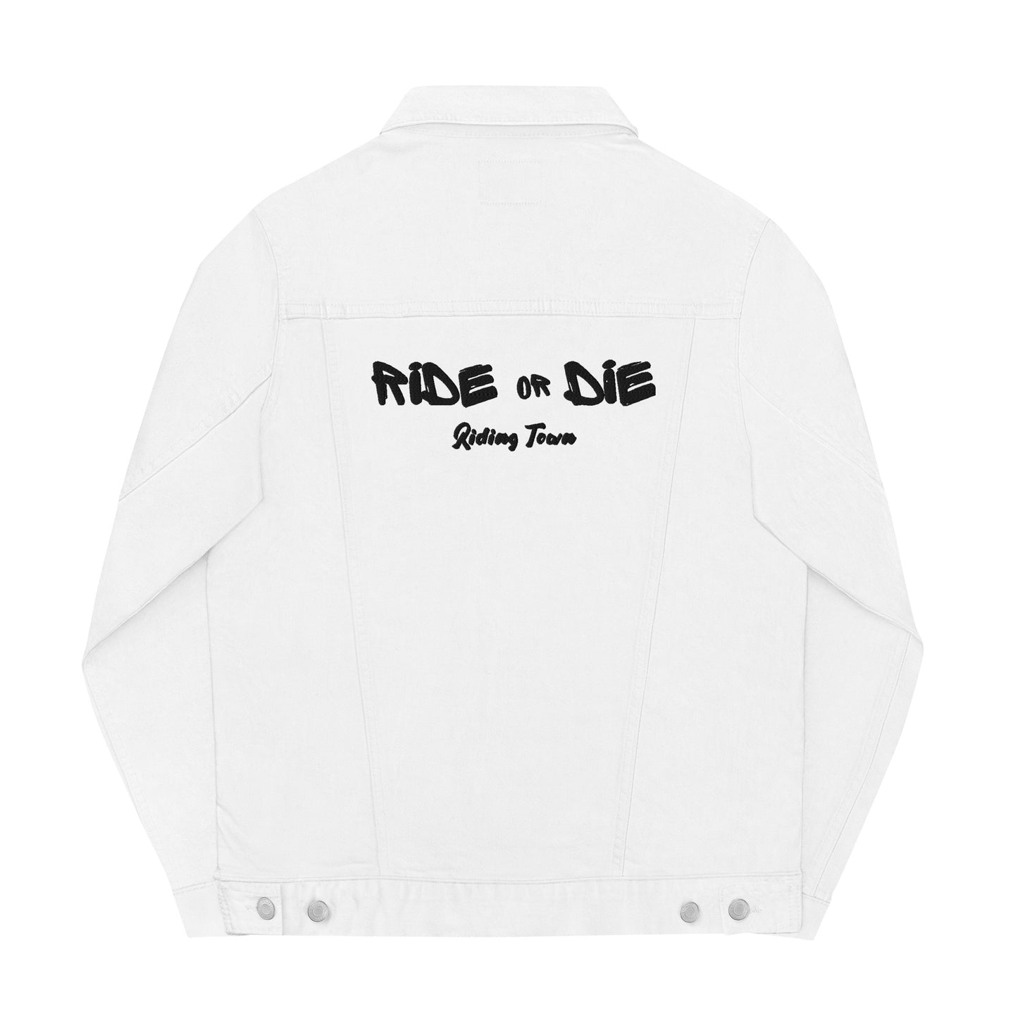 Veste en jean Unisexe - RIDE OR DIE - Blanc