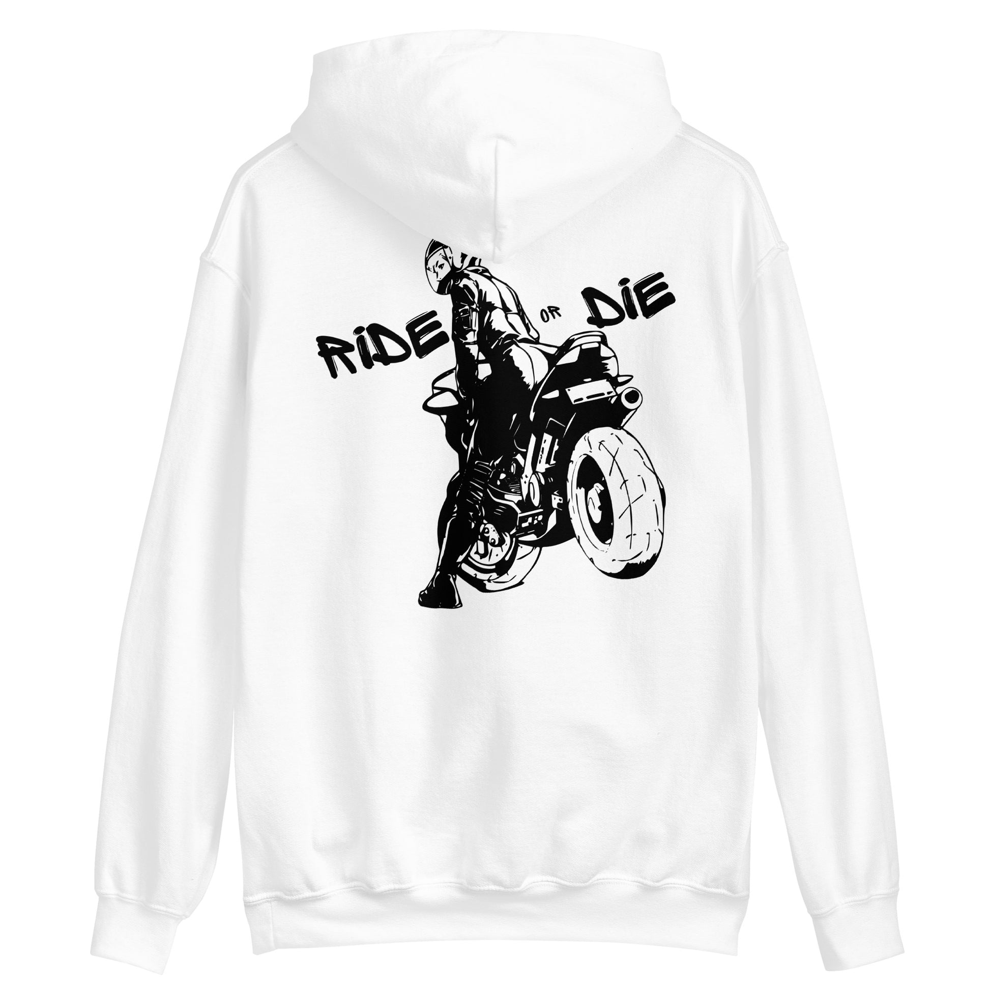 Hoodie Unisexe - BIKERGIRL -Blanc - Riding Town