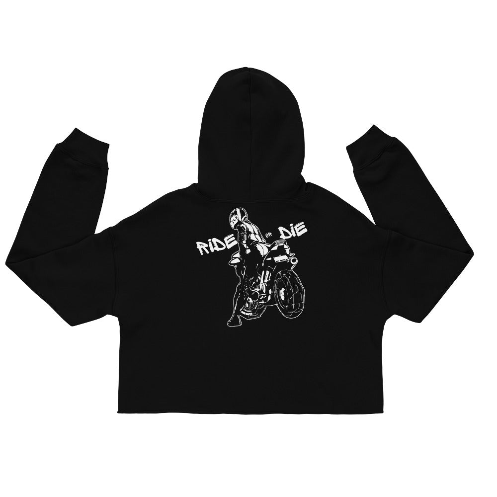 Hoodie Crop-Top - BIKERGIRL - Noir - Riding Town